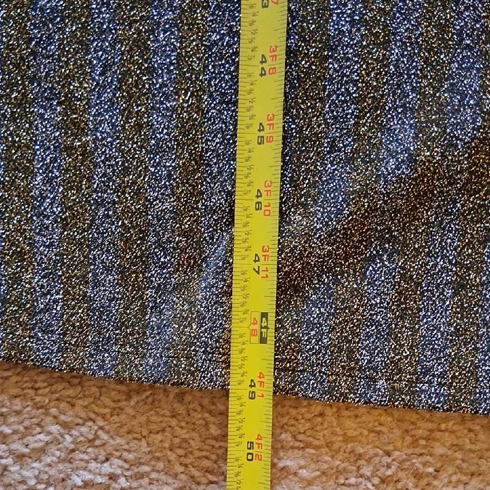 J. Crew Black Mock Neck Gold-Silver Metellic Bling Thread Maxi Dress - Picture 9 of 9